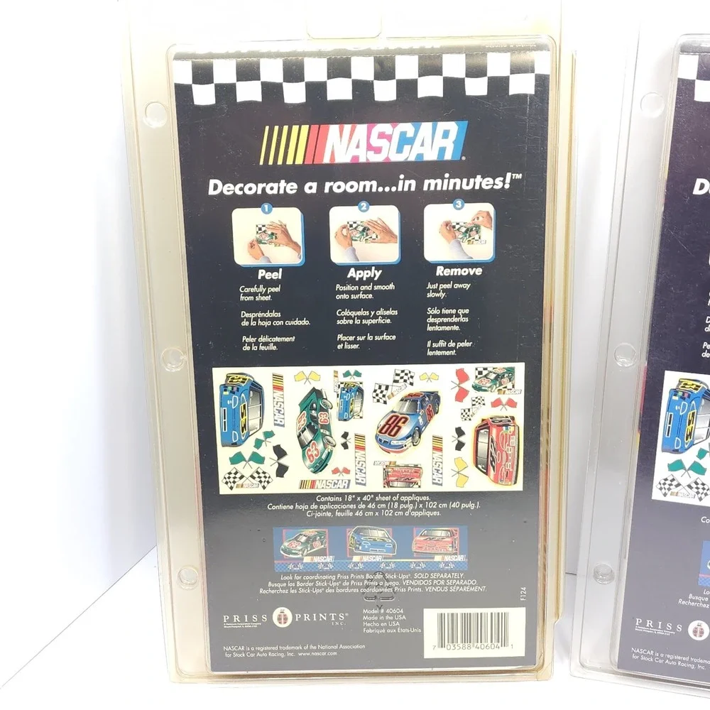 Lot of 3, NASCAR Jumbo Stick-Ups Removable Wall Room Stickers Decals NEW